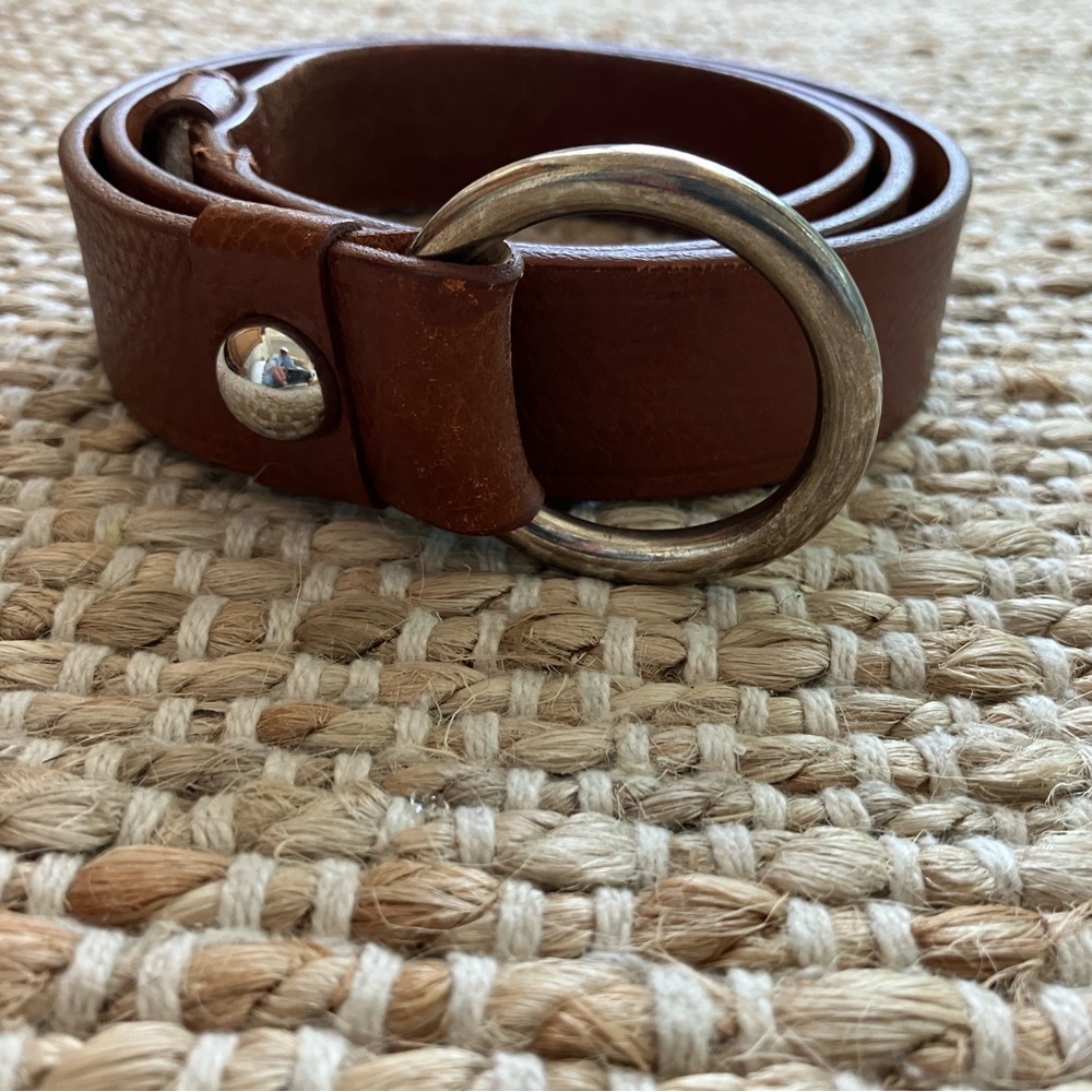 Brown Leather O-Ring Belt - Women's Accessory